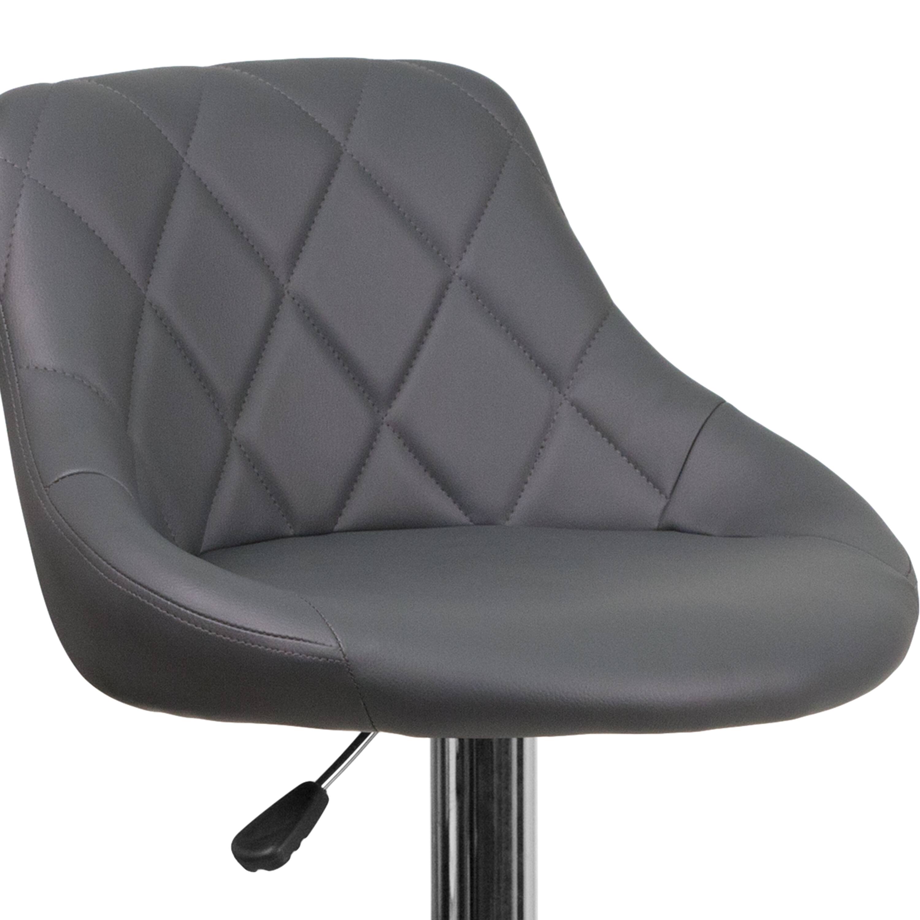 Alt View 8. Emma + Oliver - Bucket Seat Adjustable Height Barstool with Diamond Pattern Back - Gray.