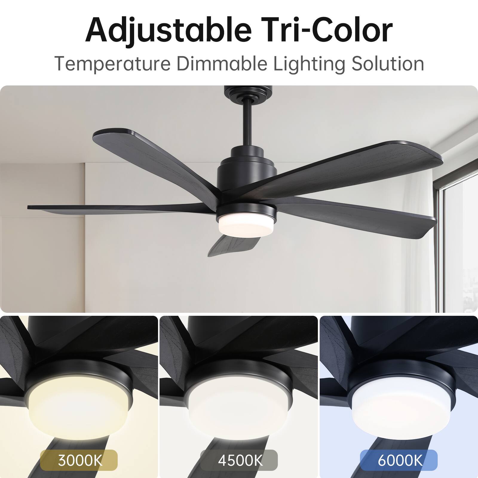 Adjustable Tri-Color  
Temperature Dimmable Lighting Solution  

3000K  
4500K  
6000K
