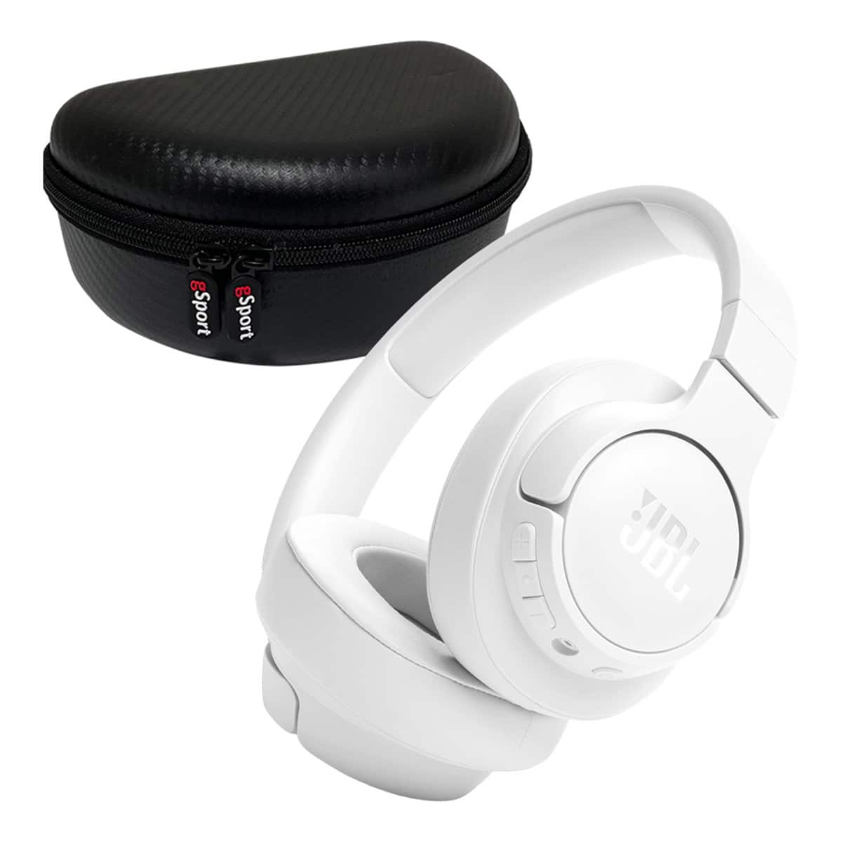 JBL - Tune 720BT Wireless Over Ear Bluetooth Headphone Bundle with gSport Case - White