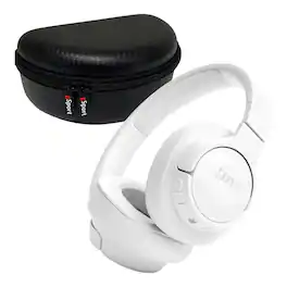 JBL - Tune 720BT Wireless Over Ear Bluetooth Headphone Bundle with gSport Case - White