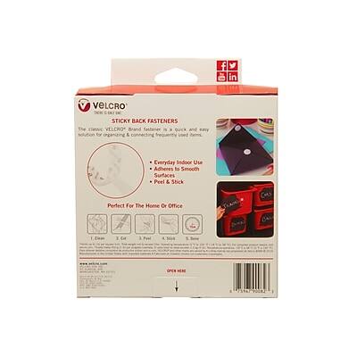 VELCRO® STICKY BACK FASTENERS

The classic VELCRO® Brand fastener is a quick and easy solution for organizing & connecting frequently used items.

- Everyday Indoor Use
- Adheres to Smooth Surfaces
- Peel & Stick

Perfect for the Home or Office

1. Clean
2. Cut
3. Peel
4. Stick

TRAD CAS BA

OPEN HERE