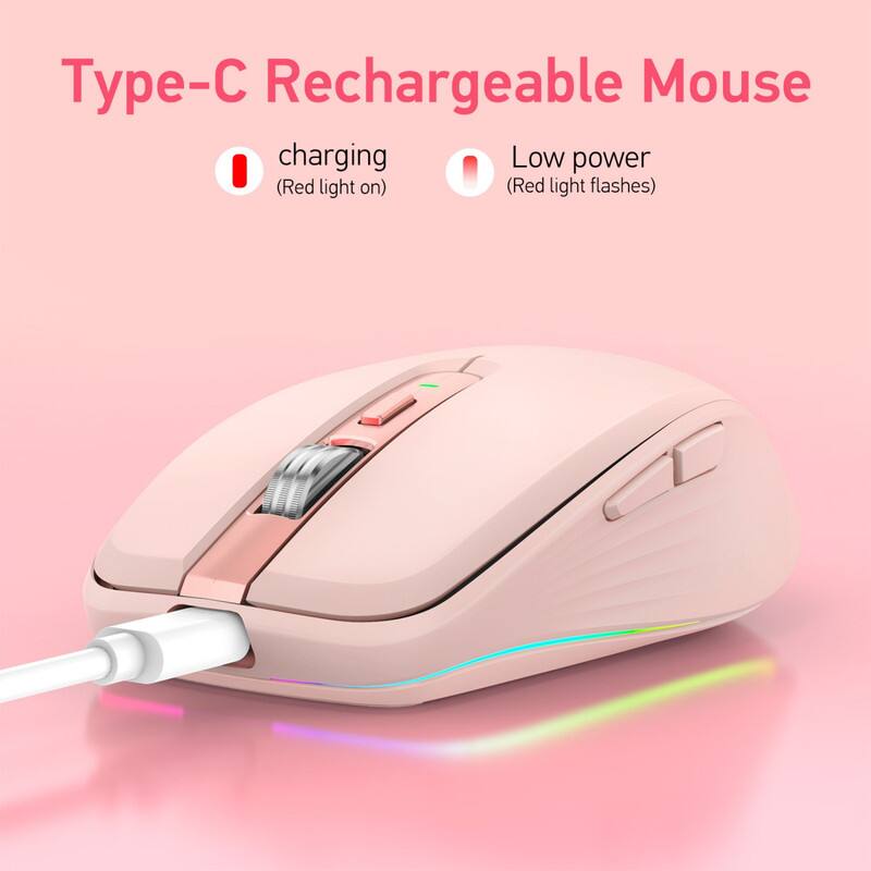 Type-C Rechargeable Mouse

- charging (Red light on)
- Low power (Red light flashes)