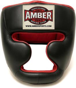 Amber Sporting Goods - Deluxe Headgear with Cheek Protectors XL - Black