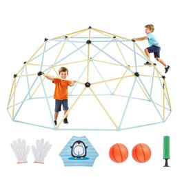 Glintex - 10FT Kids Climbing Dome, 1000LBS Geometric Playground with Net and Basketballs for Outdoor Fun