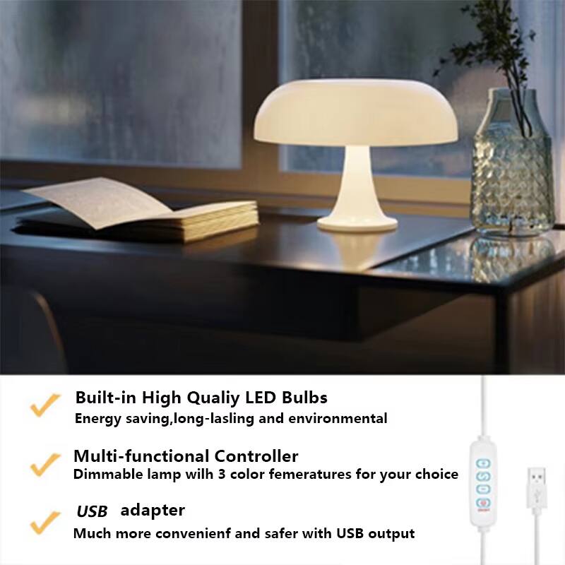 Built-in High Quality LED Bulbs  
Energy saving, long-lasting and environmental

Multi-functional Controller  
Dimmable lamp with 3 color temperatures for your choice

USB adapter  
Much more convenient and safer with USB output