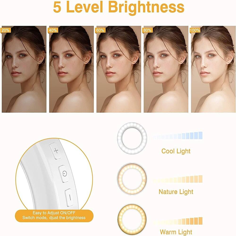 5 Level Brightness

20% 40% 60% 80% 100%

Cool Light

Nature Light

Warm Light

Easy to Adjust ON/OFF Switch mode, adjust the brightness