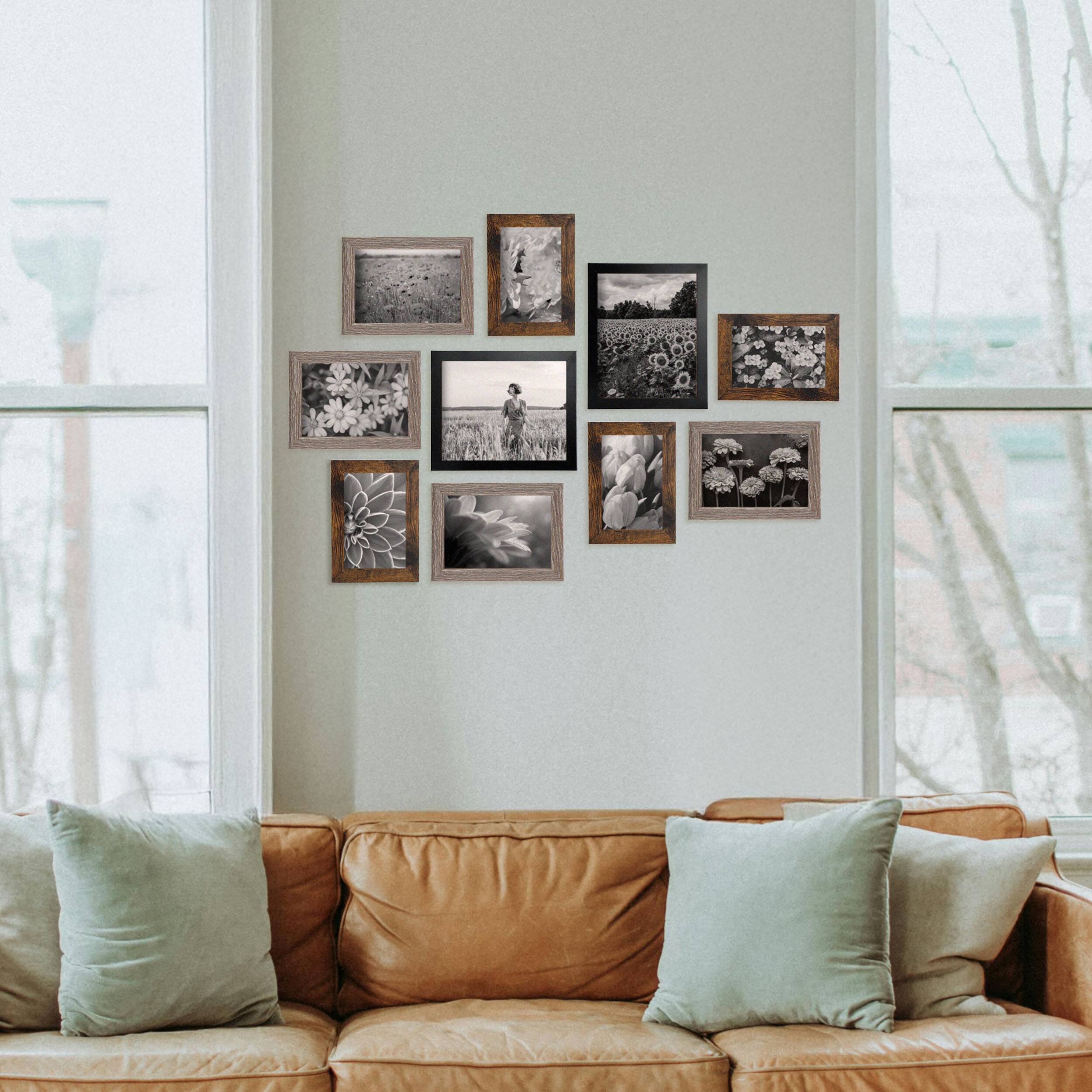 Alt View 6. MegaChef - MegaChef 10 Piece Assorted Wood Picture Frame Set in Black and Brown - Brown.