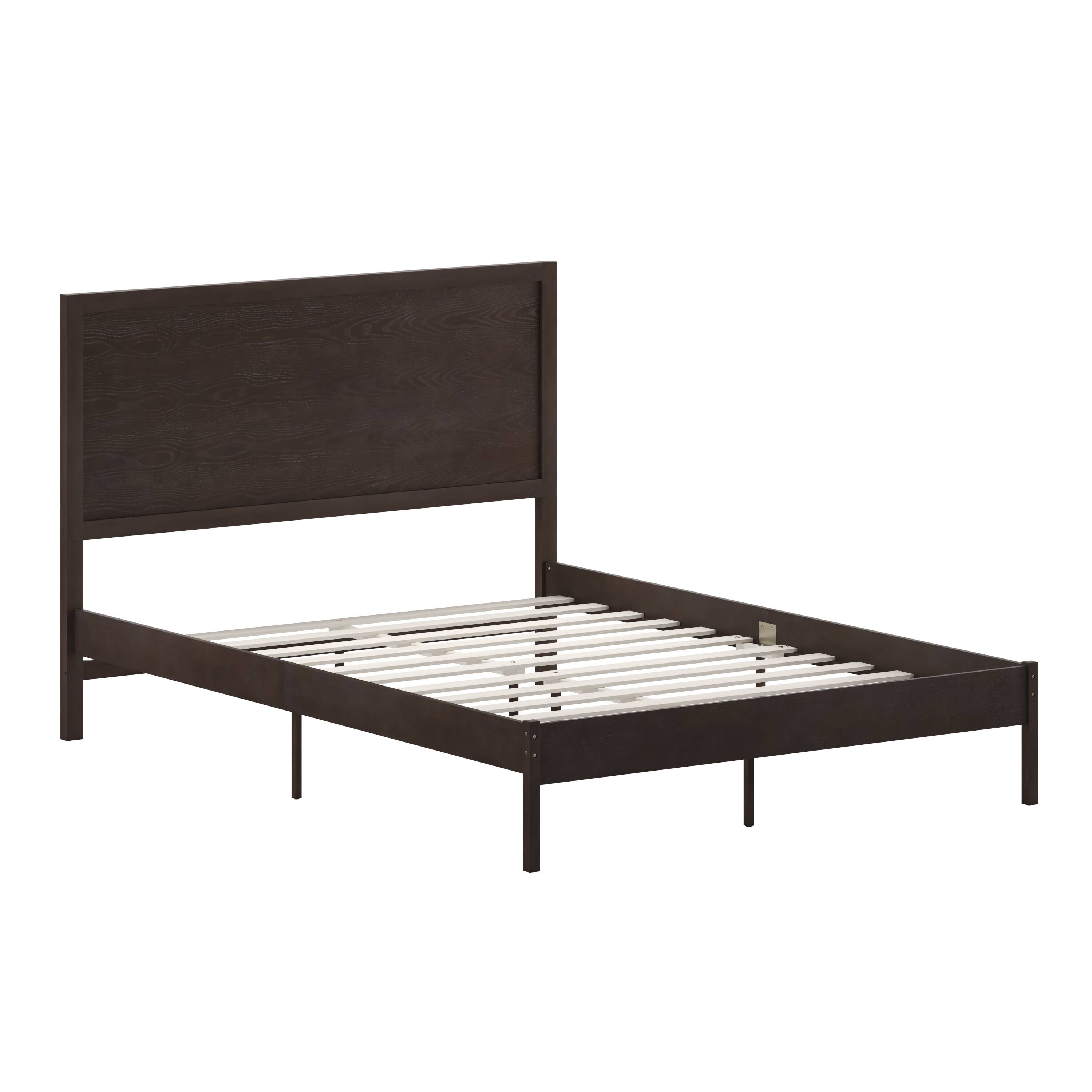 Alt View 1. Emma + Oliver - Ashton Classic Wooden Platform Bed with Headboard - Dark Brown.