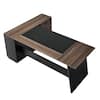 Front. VEVOR - L-Shaped Executive Desk, Large Modern Office Table with Drawers and Storage Cabinet, Heavy Duty Wooden Executive Table - Black,Brown.
