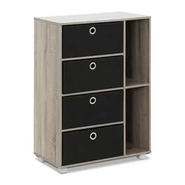 Furinno - Andrey Multipurpose Storage Cabinet with Bin Drawers - French Oak/Black