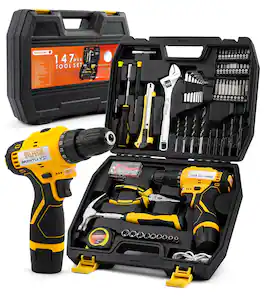 JETRANSPORT - 12v Drill Driver Power Tool Combo Kits With Cordless Professional Household Home Kit Set Diy Hand For - Default