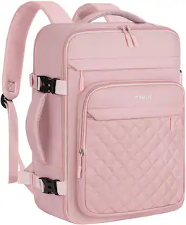 mosiso - Travel Backpack for Women Men, Carry-On Daypack with USB Port & Packing Cubes for College Work Business Laptop Backpack - Pink