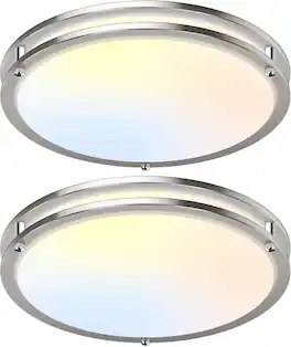 Nordic Hygge - 18 Inch Dimmable LED Ceiling Lights, 50W 5600 Lumens Flush Ceiling Light, 2700K/3000K/4000K/5000K/6500K Adjustable - Brushed Nickel