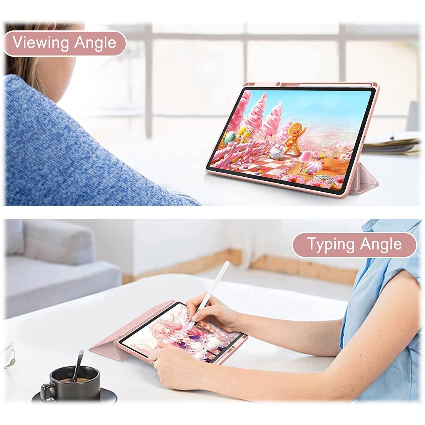 Alt View 12. SaharaCase - Folio Case for Samsung Galaxy Tab S8+ and Tab S7 FE - Clear/Pink.