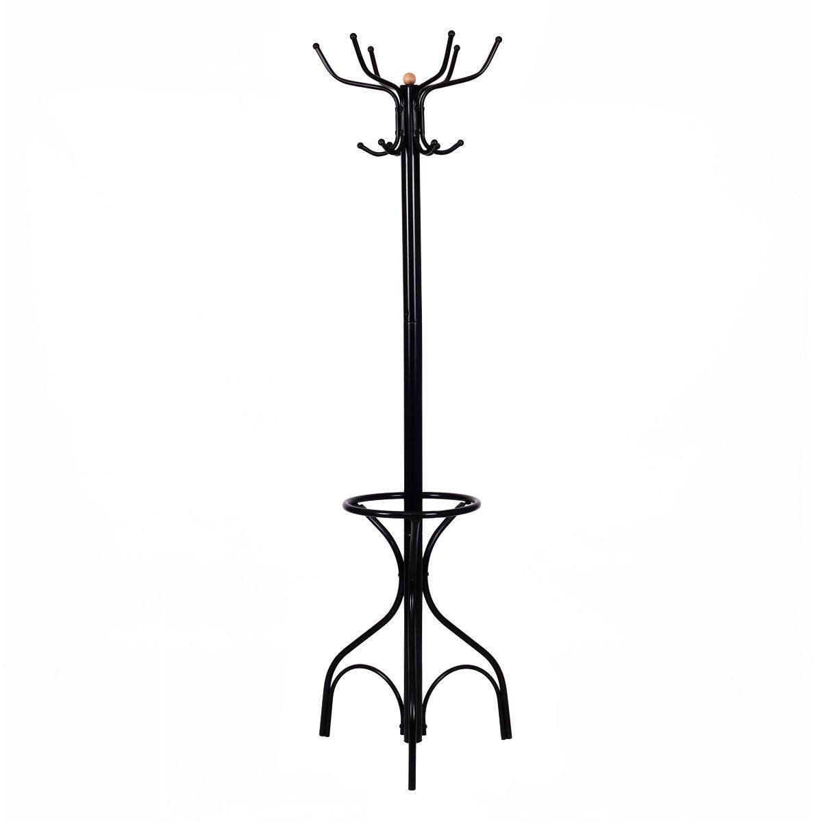 Boyel Living - Vintage Space Saving Metal FreeStanding Coat Rack with Umbrella Stand - Black