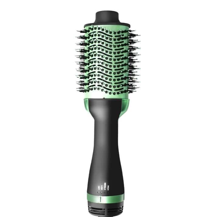 Cluzine - Hot Air Brush Styler, 10M Negative Ions, 3-Speed Settings, Low Noise, One-Step Blow Dryer, Straightener & Curler