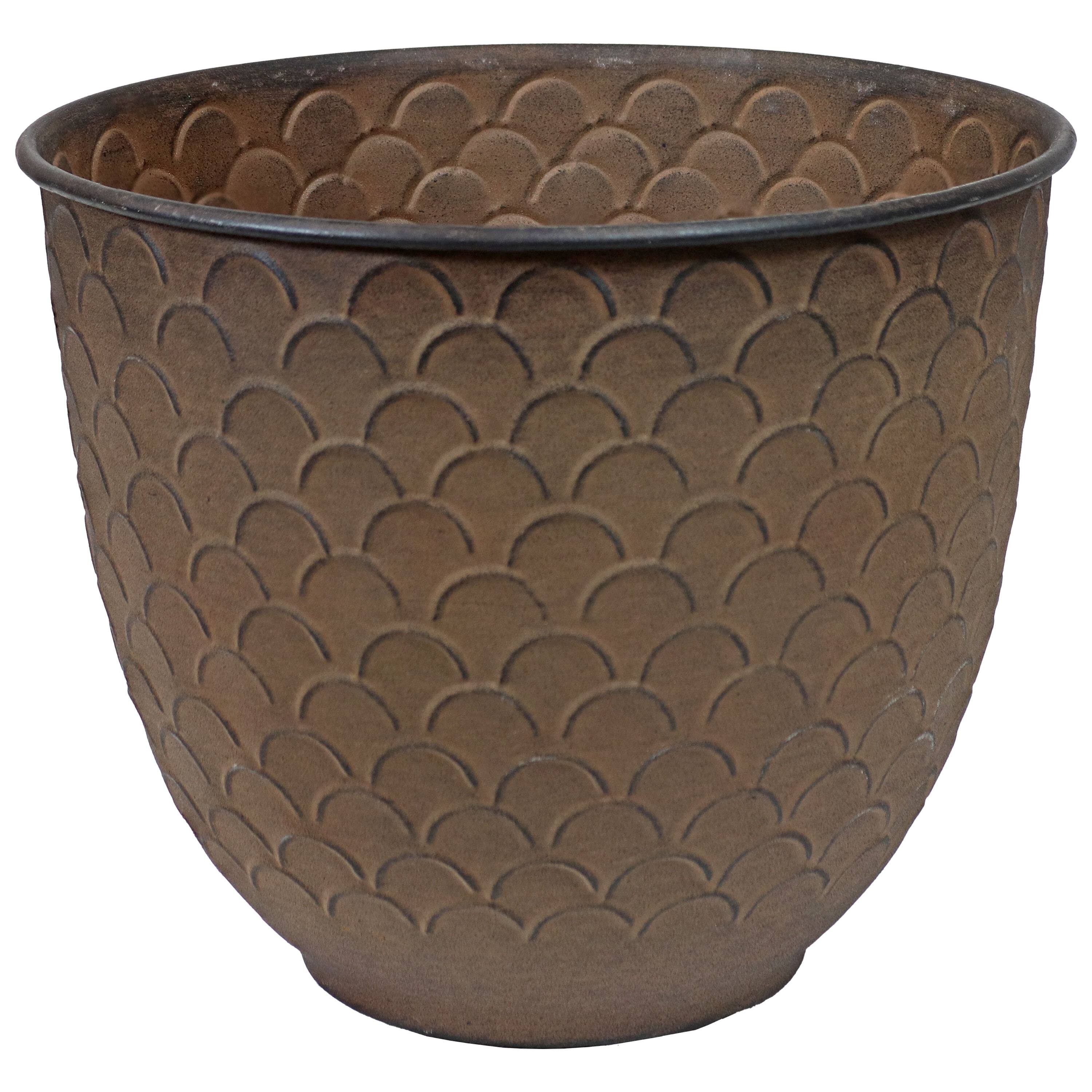 Alt View 5. Sunnydaze - Dinah Metal Planter - 12.5 in - Set of 4 - Matte Brown.