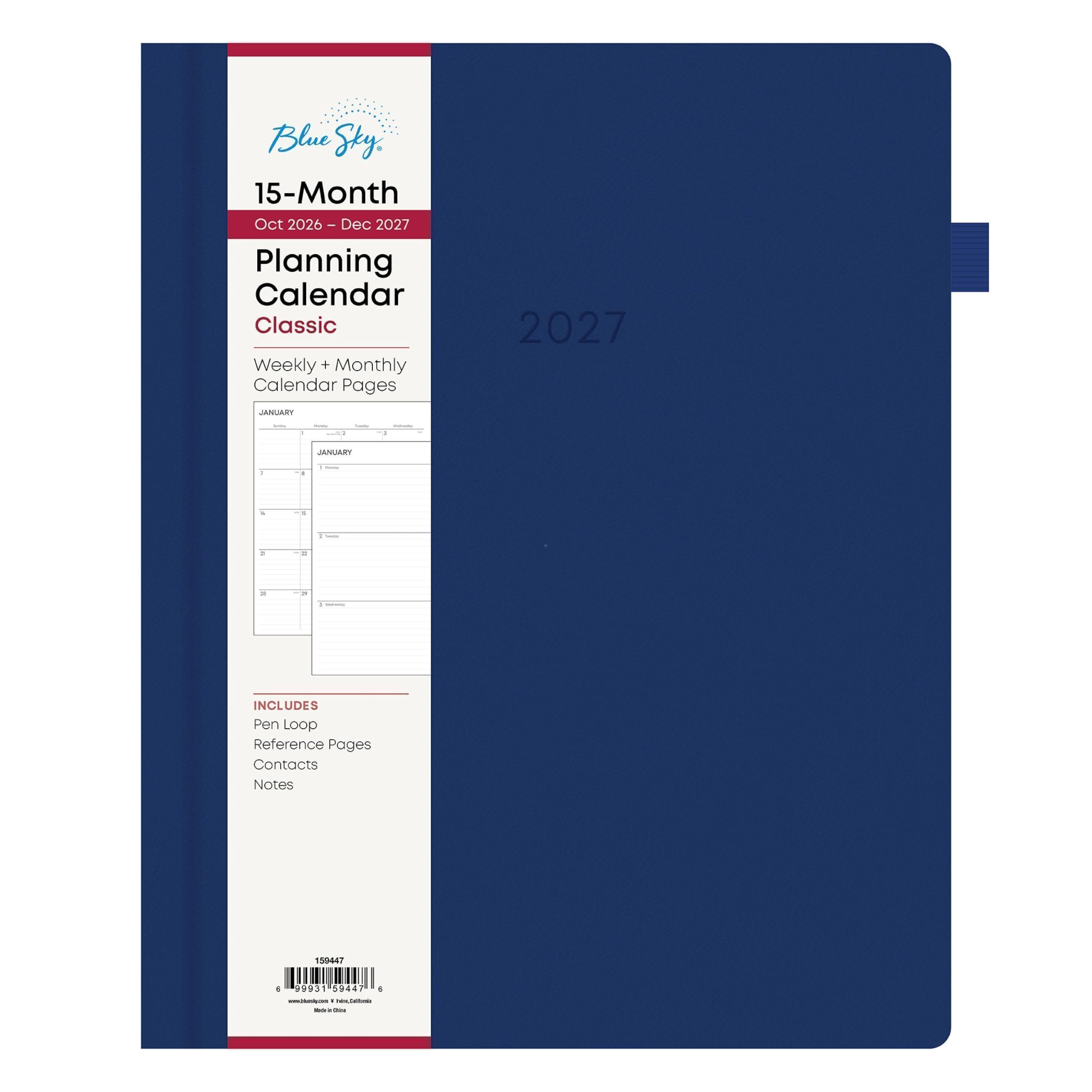 Blue Sky. 15-Month Oct 2026 - Dec 2027 Planning Calendar Classic Weekly + Monthly Calendar Pages

2027
JANUARY
1
fooday
JANUARY
I
5
ma
i
2
to
28
7
INCLUDES Pen Loop Reference Pages Contacts Notes
159447
6
99931 59447
I
www.ualicanner . Sala www.Twittondss
MUCECRO-DERS ally Ghina