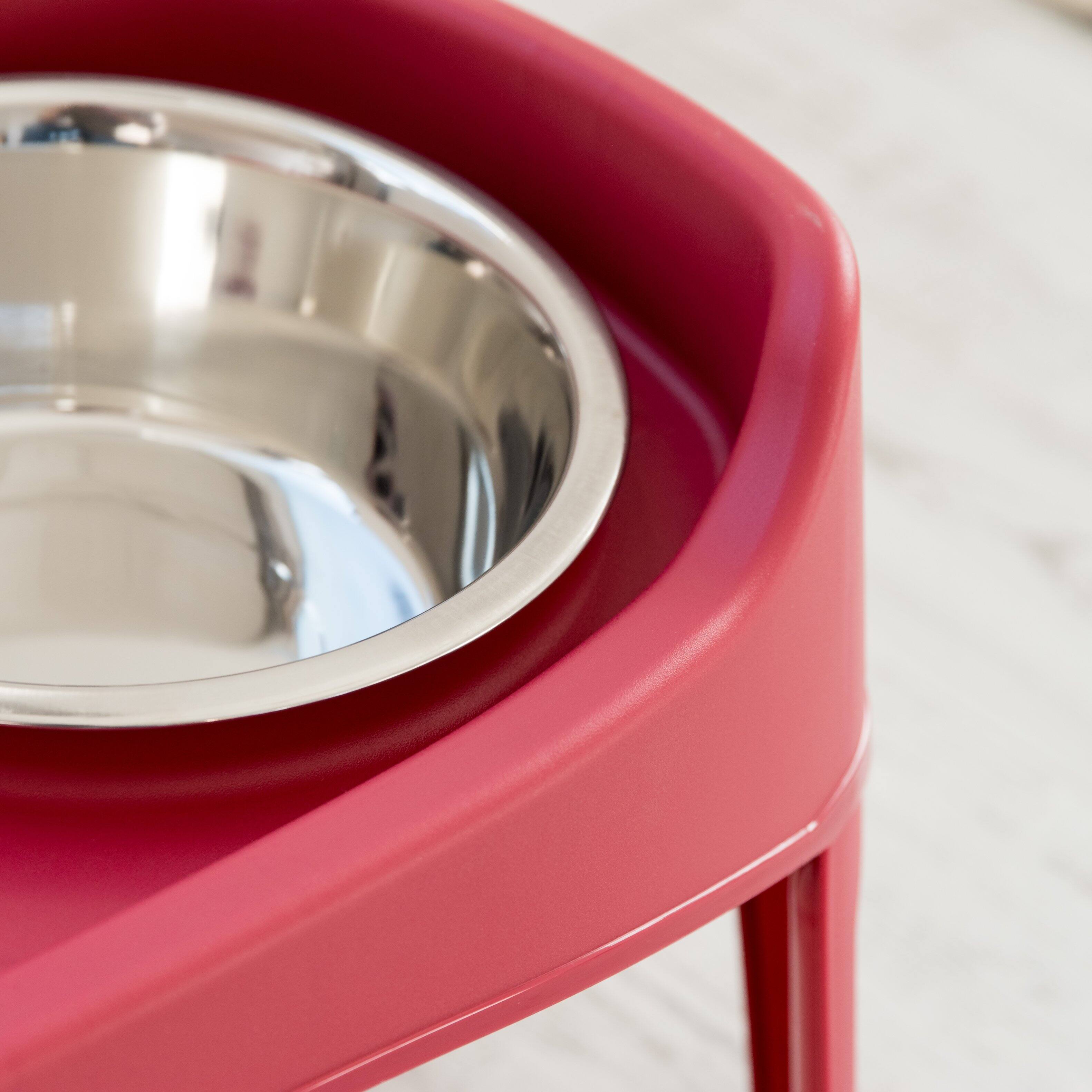 Alt View 5. IRIS USA - IRIS USA Elevated Dog Bowls, Adjustable Height, 2 Thick 64 oz Stainless Steel Bowls - Red.