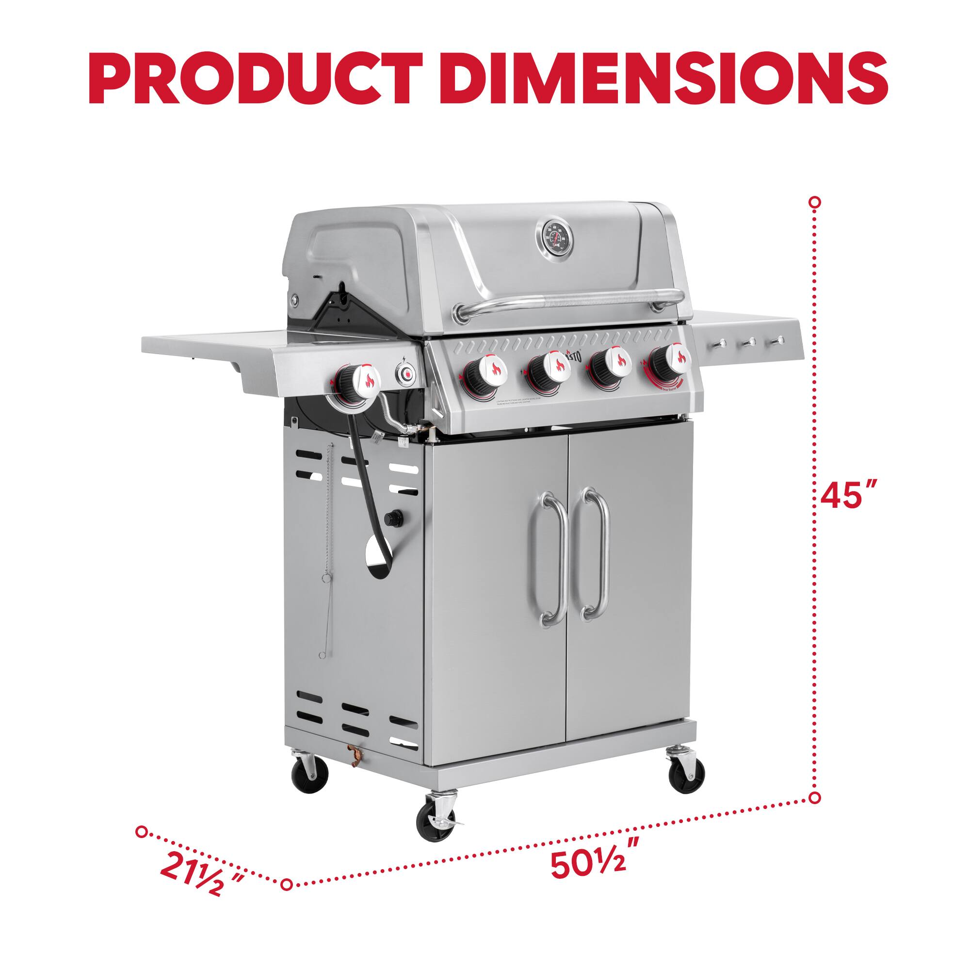 PRODUCT DIMENSIONS  
w 45" x 21½" x 50½"