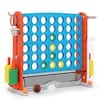 Front. Costway - Costway Giant 4-in-a-Row Game Set with Ring-toss, Basketball Hoop, Golf Club & Cup Holders - Light Blue,Orange.