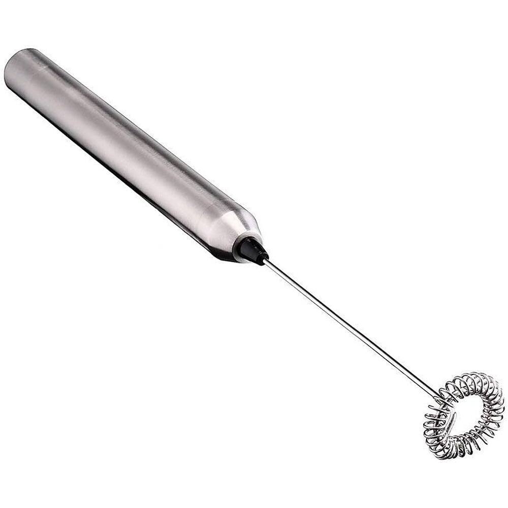 Front. ACJPR - Milk Frother Handheld Electric – Battery Operated Stainless Steel Mini Mixer - A-Silver.