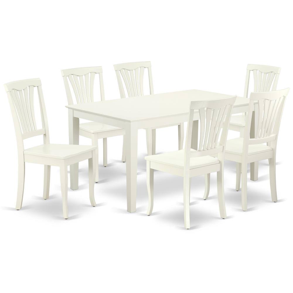 Back. East West Furniture - Dining Room Set Linen White - Brown.
