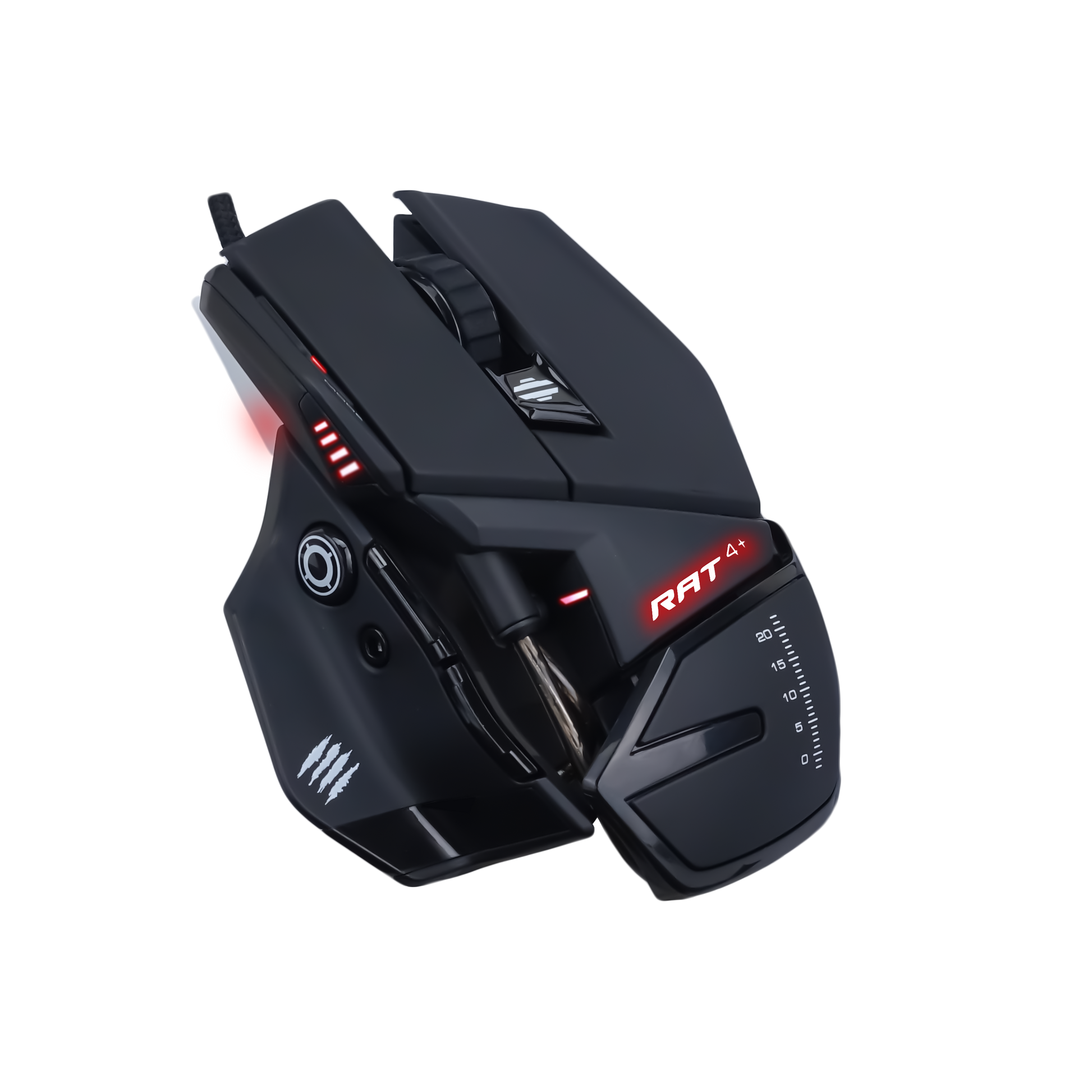 Angle. Mad Catz - Mad Catz - R.A.T. 4+ Optical Gaming Mouse HIGH-QUALITY 7200 DPI SENSOR - Wired - Black - BLACK.