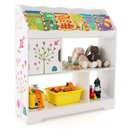 Costway - Toy Storage Organizer 3-In-1 Kids Toy Shelf with Book Shelf, Storage Cabinet - White