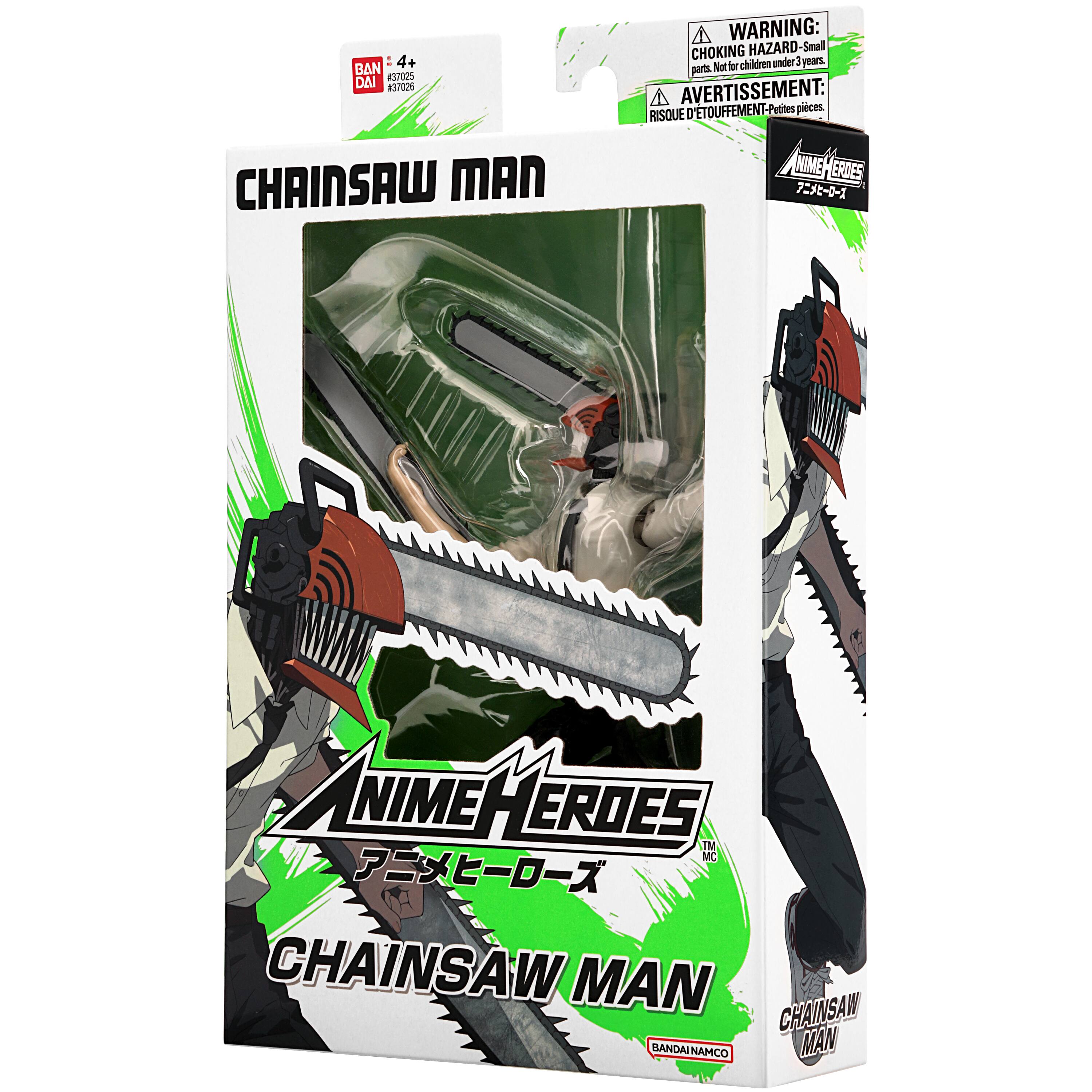 BANDAI 4+ 37025 DAI n CHAINSAW MAN  
WARNING: HAZARD-Small parts.  
AVERTISSEMENT: RISQUE D'ÉTOUFFEMENT-Petites pièces.  
ANIME HEROES  
CHAINSAW MAN  
BANDAI NAMCO