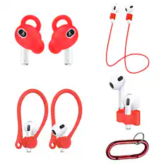 Front. SaharaCase - Silicone Accessories Kit for Apple AirPods 3 (3rd Generation) - Red.