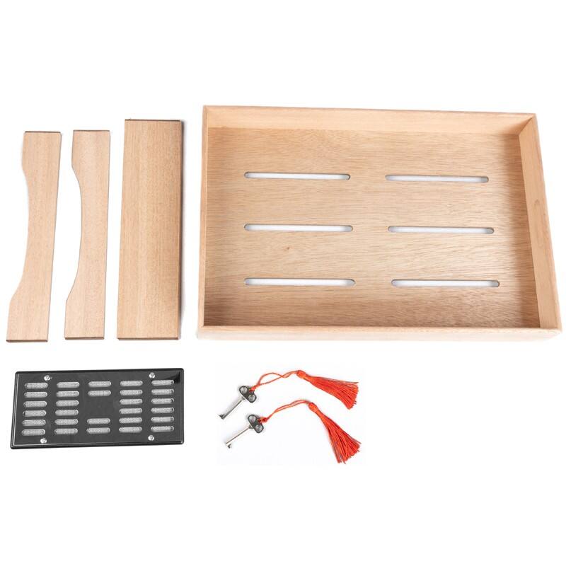 Alt View 2. Prestige - Montpellier Studded Humidor - High Gloss Elm Wood Deep Brown Finish.