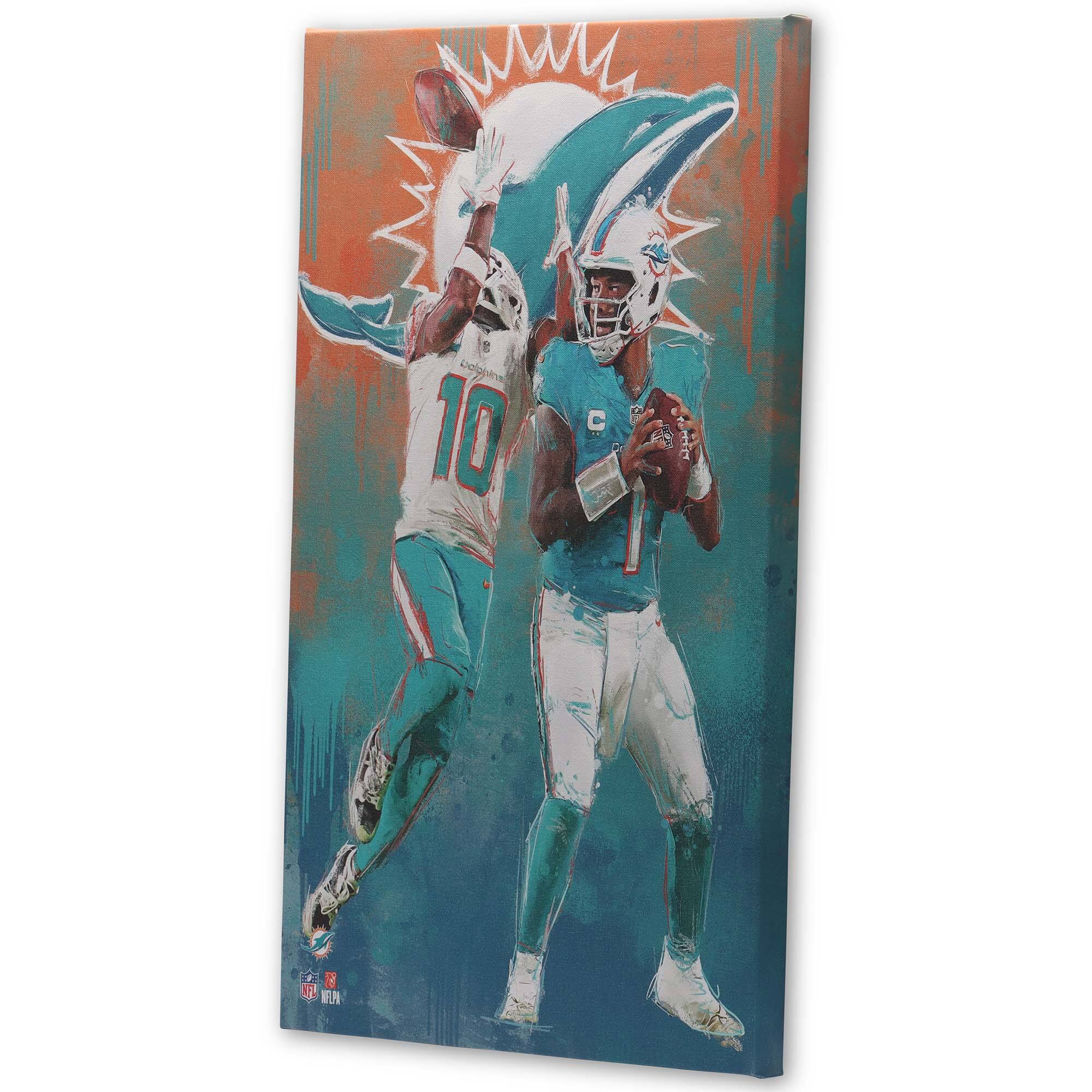 Alt View 1. Open Road Brands - Miami Dolphins 15" x 23" Graffiti Canvas Wall Art - Multicolor.