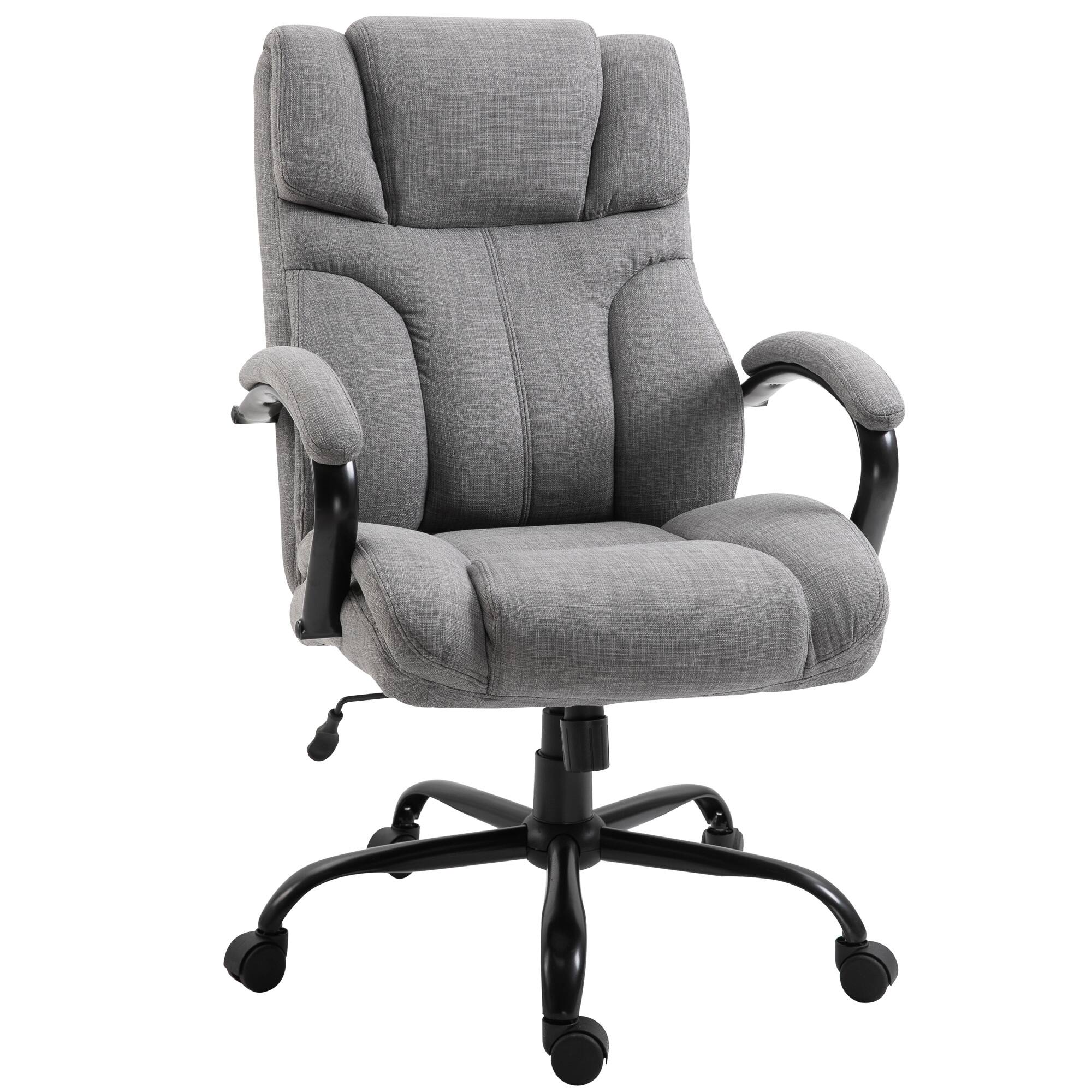 Front. Vinsetto - 500lbs Big and Tall Office Chair with Wide Seat, Executive Computer Desk Chair with Adjustable Height - Light Grey.