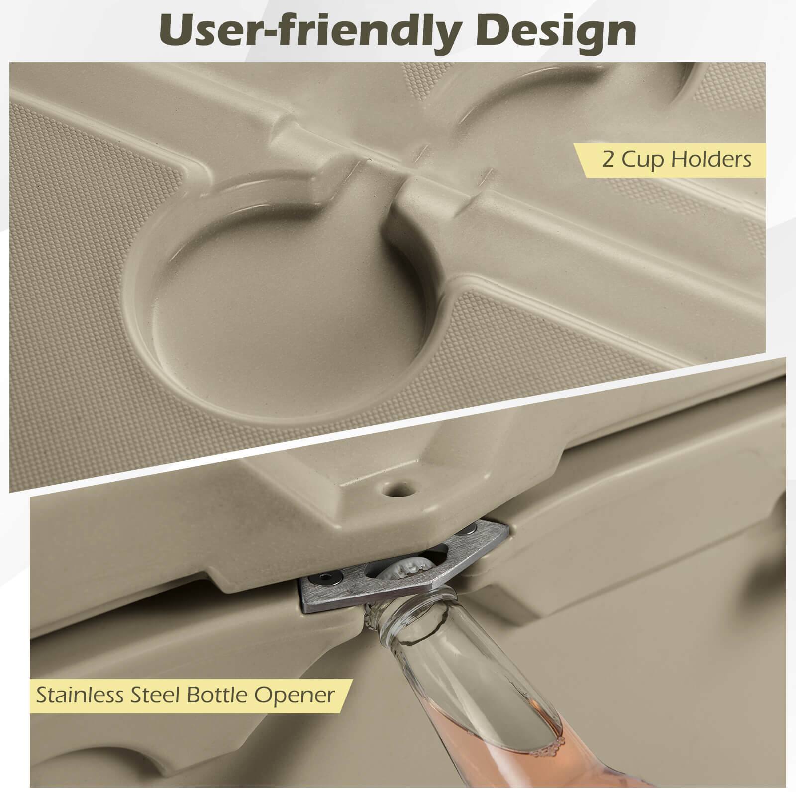 User-friendly Design

2 Cup Holders

Stainless Steel Bottle Opener