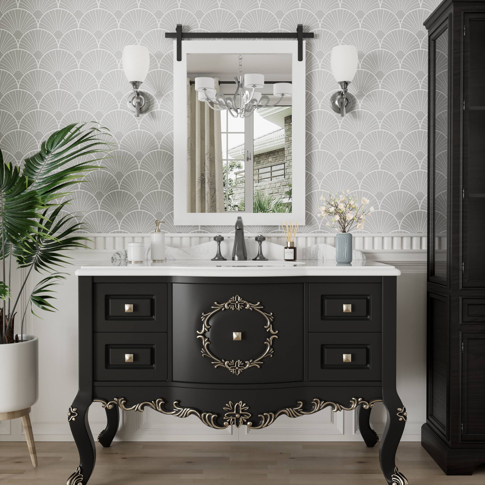 Back. PAIHOME - Rectangular Wall Mirror Waterproof Wood Frame Bathroom Mirror Modern Farmhouse Style Bedroom Living Room Decor - White - 22"x30".