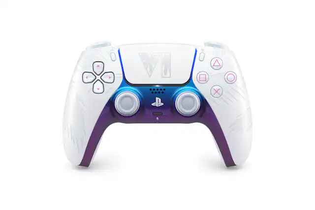 Front. Sony Interactive Entertainment - DualSense Wireless Controller – Grand Theft Auto VI Limited Edition for PS5, PC, Mac & Mobile - White.