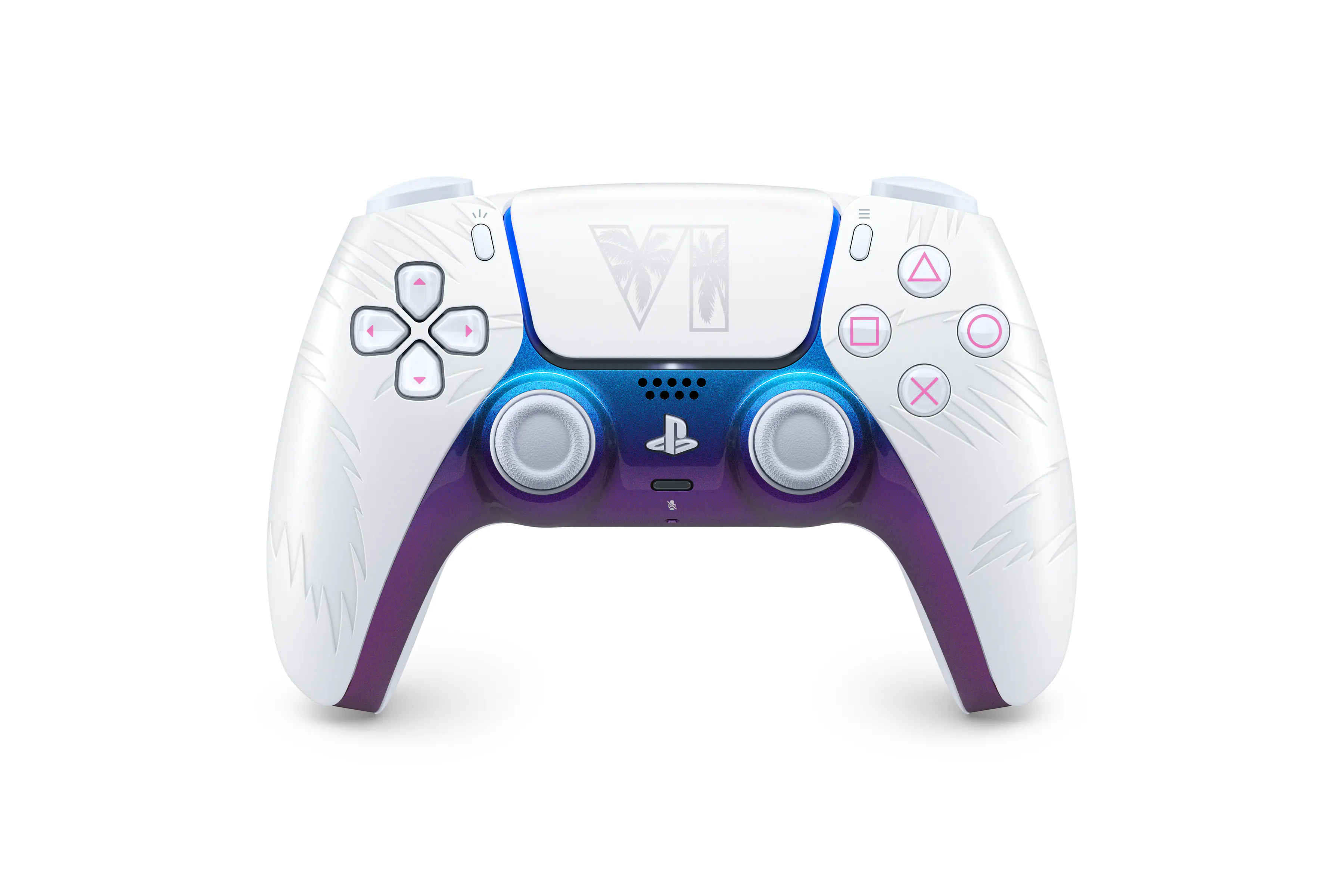 Front. Sony Interactive Entertainment - DualSense Wireless Controller – Grand Theft Auto VI Limited Edition for PS5, PC, Mac & Mobile - White.