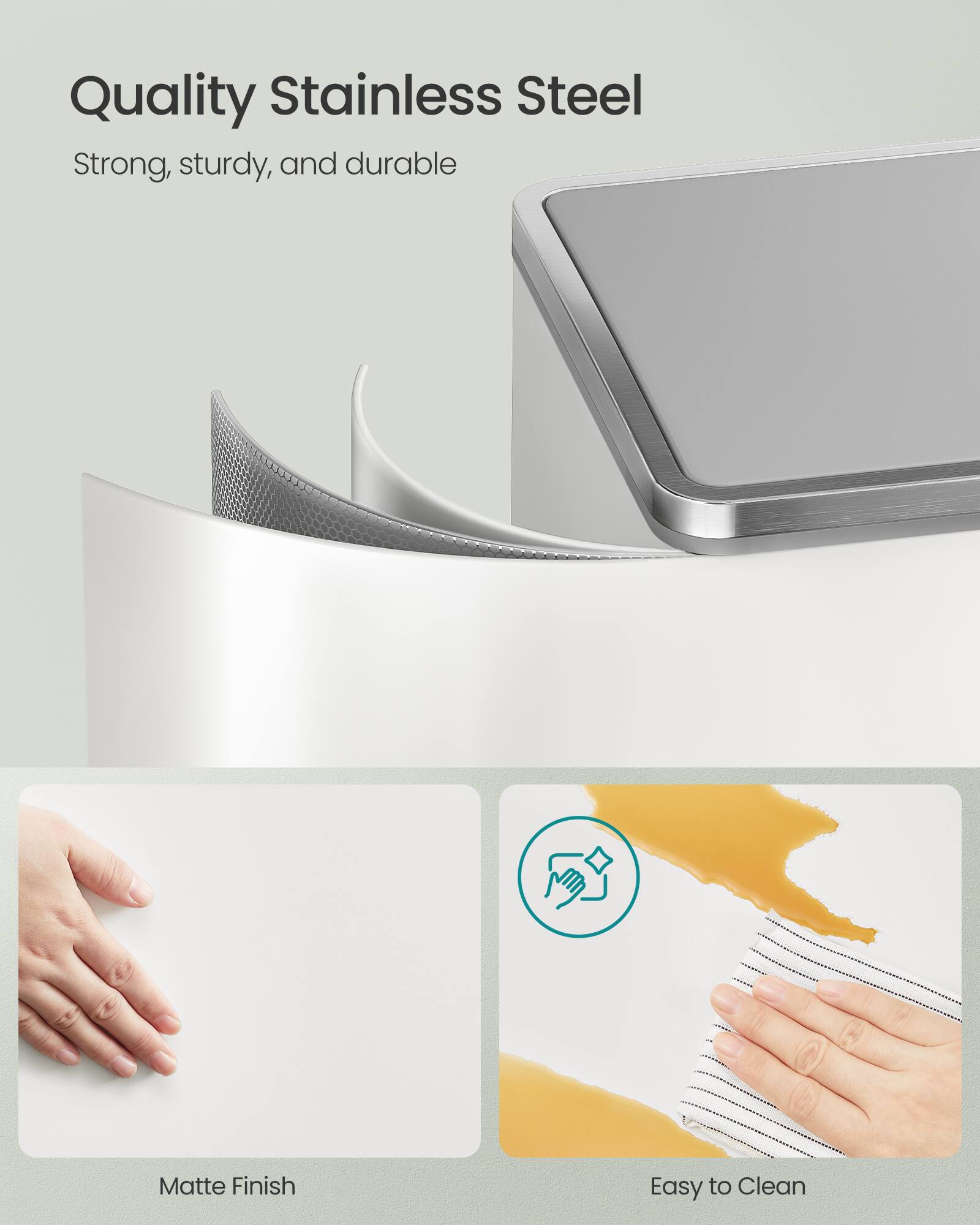 Quality Stainless Steel

Strong, sturdy, and durable

Matte Finish

Easy to Clean