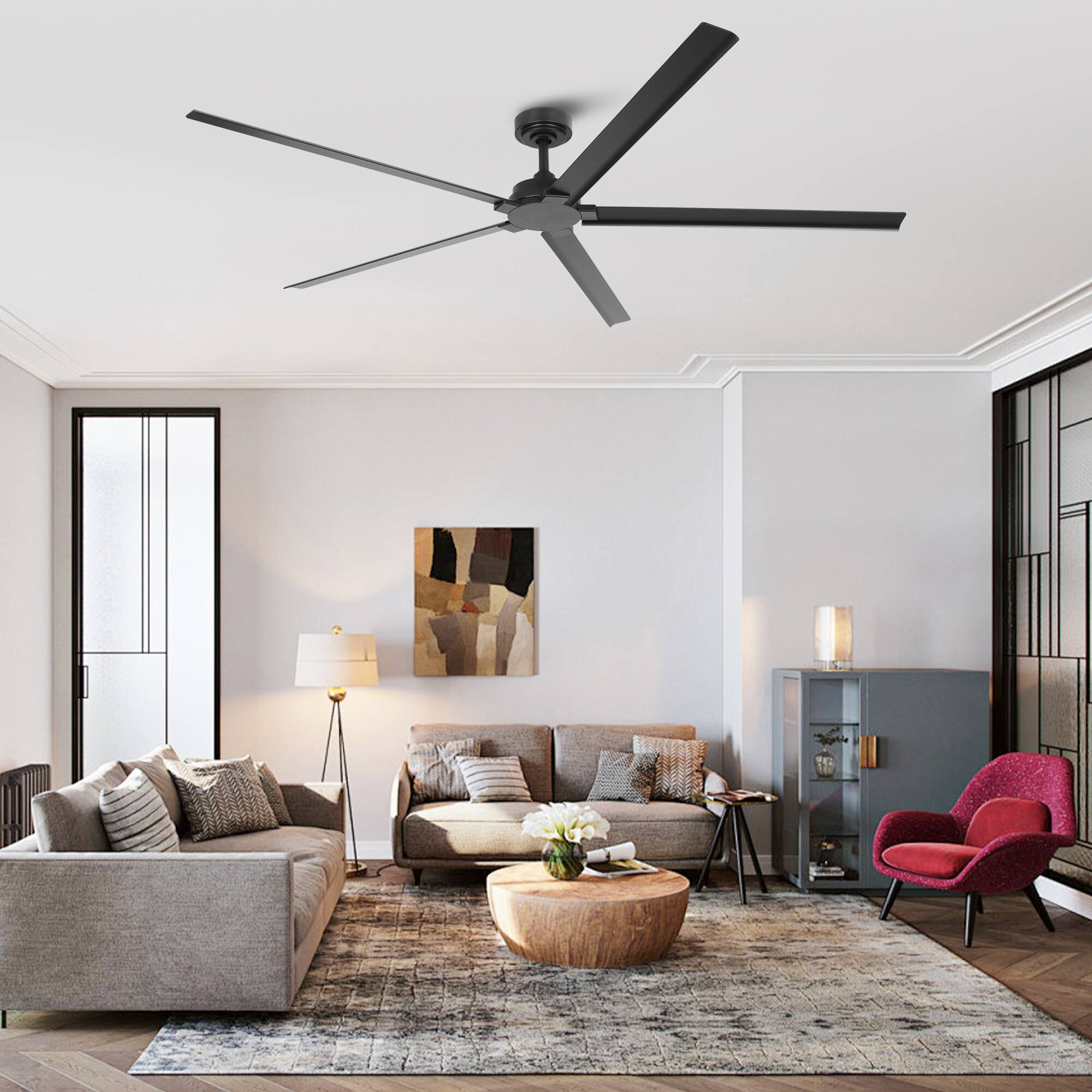 Back. Parrot Uncle - 72-Inch Wet-Rated Outdoor Aluminum Ceiling Fan with 6-Speed DC Motor & Remote – Ideal for Patios, Gazebos, and More - Black.