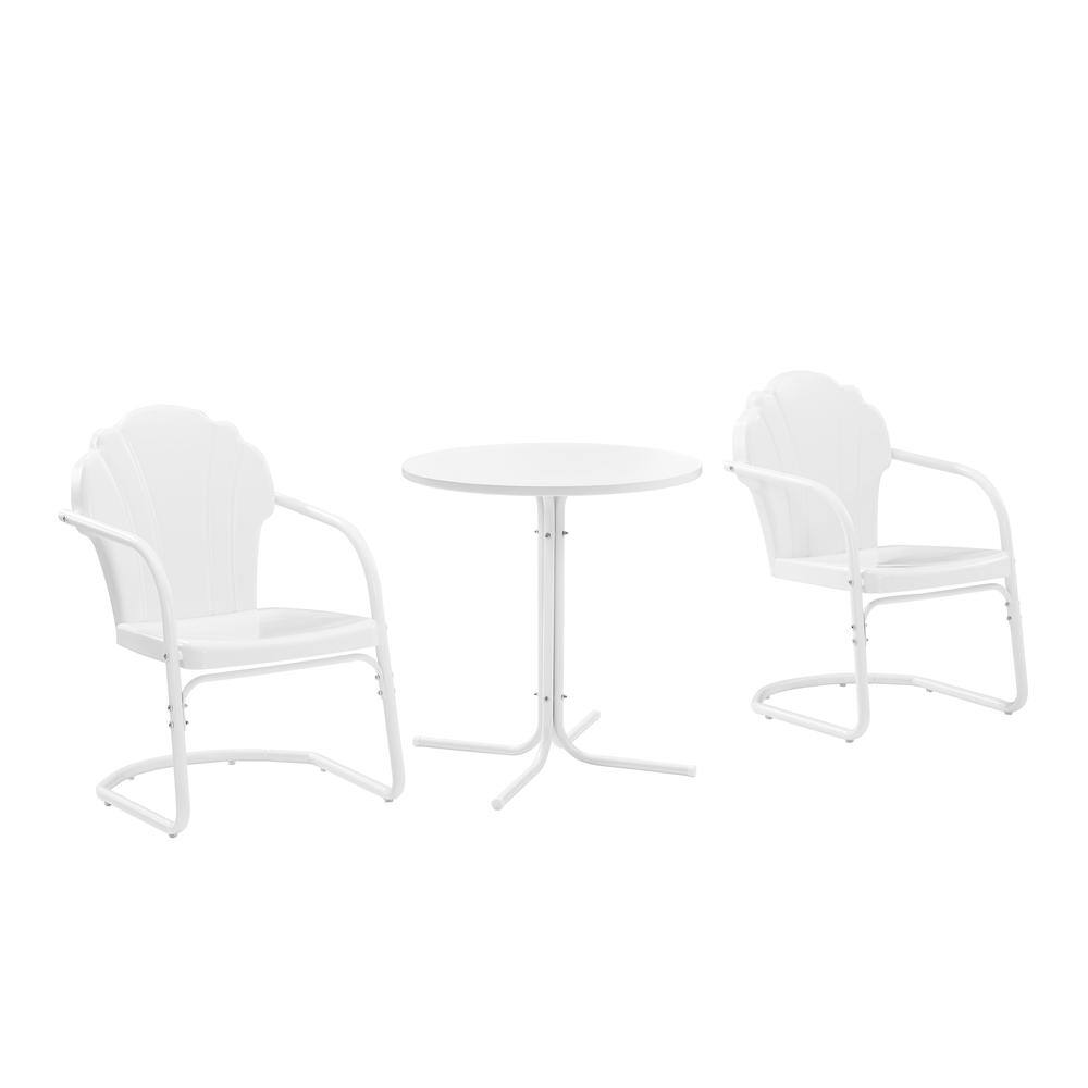 Alt View 7. Crosley Furniture - Tulip 3Pc Retro Outdoor Bistro Set - Bistro Table & 2 Chairs - White Satin.