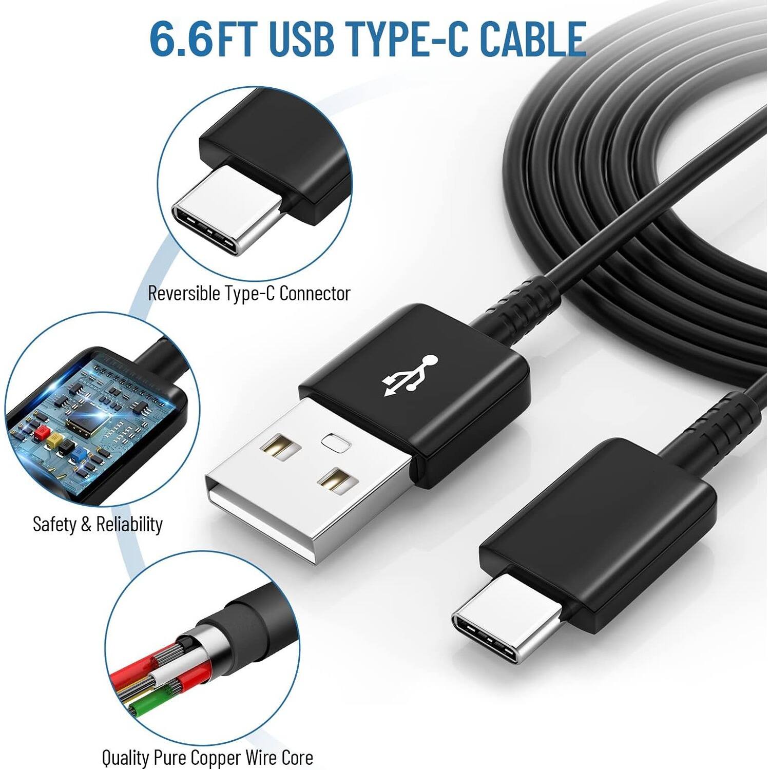 6.6FT USB TYPE-C CABLE
Reversible Type-C Connector
Safety & Reliability
Quality Pure Copper Wire Core