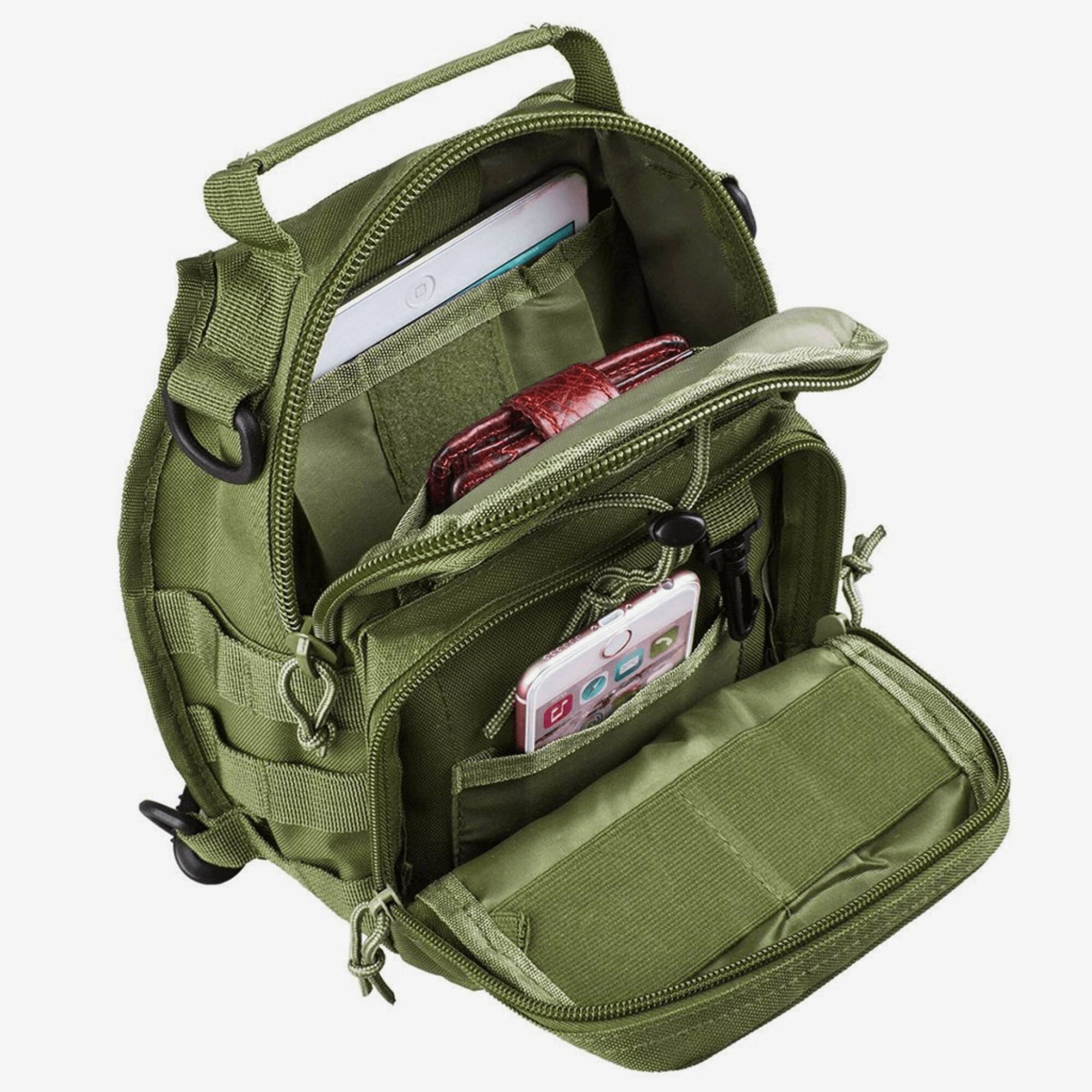 Alt View 2. JupiterGear - Tactical Military Sling Backpack Shoulder Bag Molle Outdoor Daypack Backpack - Army Green.