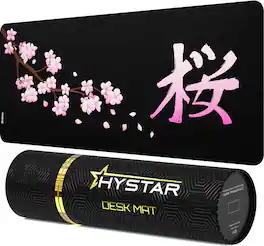 Hystar - Extended Gaming Mouse Pad | XXXL 45" x 20" | 5mm Thick, Waterproof Surface, Polyester Fabric, and Rubber Base - Blossom