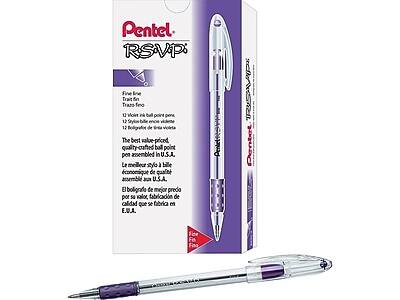 Pentel RSVP
Fine Line
Trait Fin
Tras Fino
12 Ink Ball Point Pens
12 Stylos à Bille
12 Bolígrafos de Bola
The best value-priced, quality-crafted ball point pen assembled in U.S.A.
Le meilleur stylo à bille économique de qualité assemblé aux États-Unis.
El bolígrafo de mejor precio por su calidad que se fabrica en E.U.A.
Fine Line
Trait Fin
Tras Fino