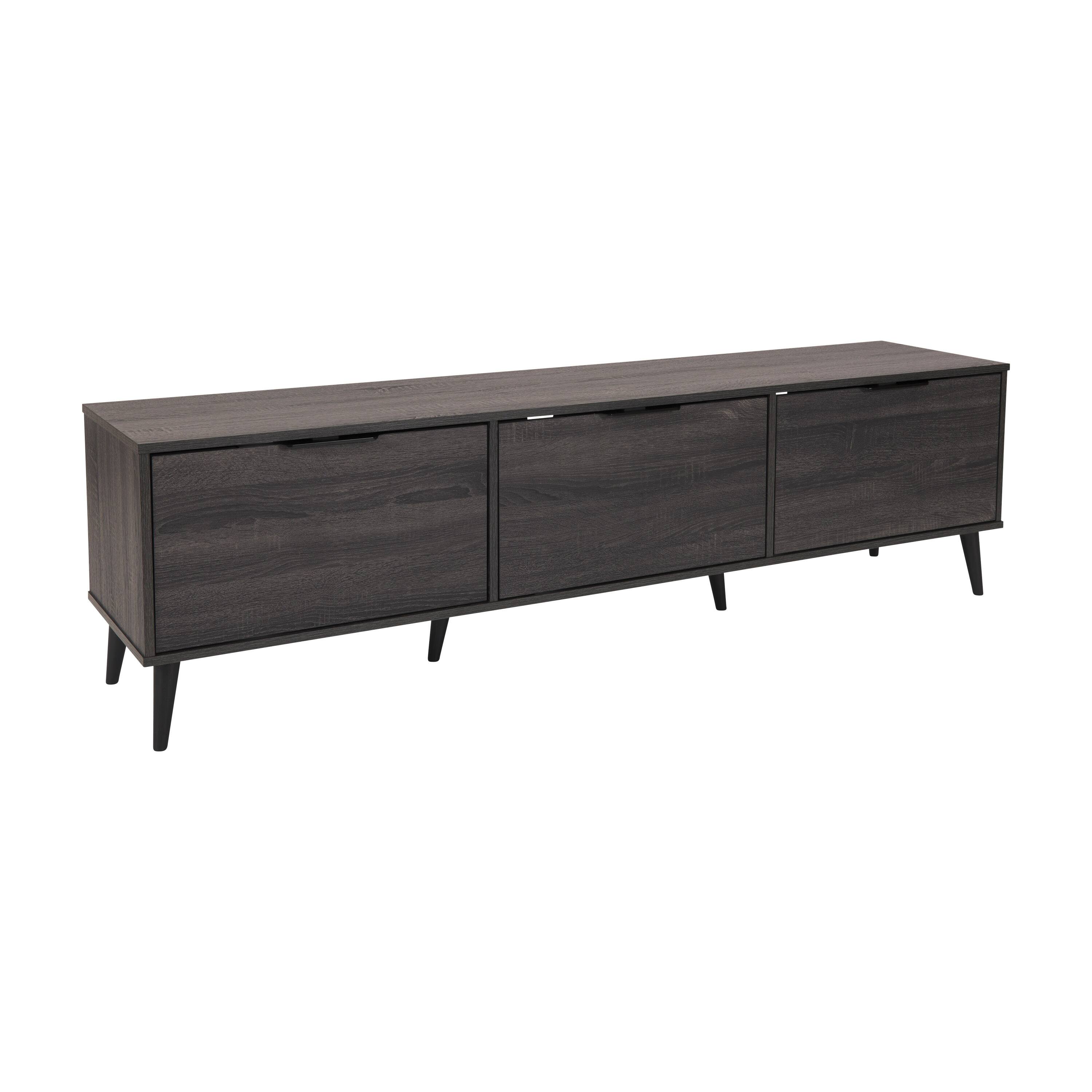 Angle. CorLiving - Cole Collection TV Stand with Enclosed Cabinets for Most TVs up to 85" - Dark Gray.