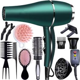 Morfone - 12pcs-in-1 Hair Drying Set. Quickly dries hair - Compact and portable, suitable for the whole family - Gift set.(Green)