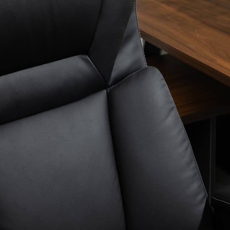 Left. Anysun - Computer Desk Chair with High Back PU Leather Ergonomic Upholstery, Adjustable Height and Swivel Wheels - Black.