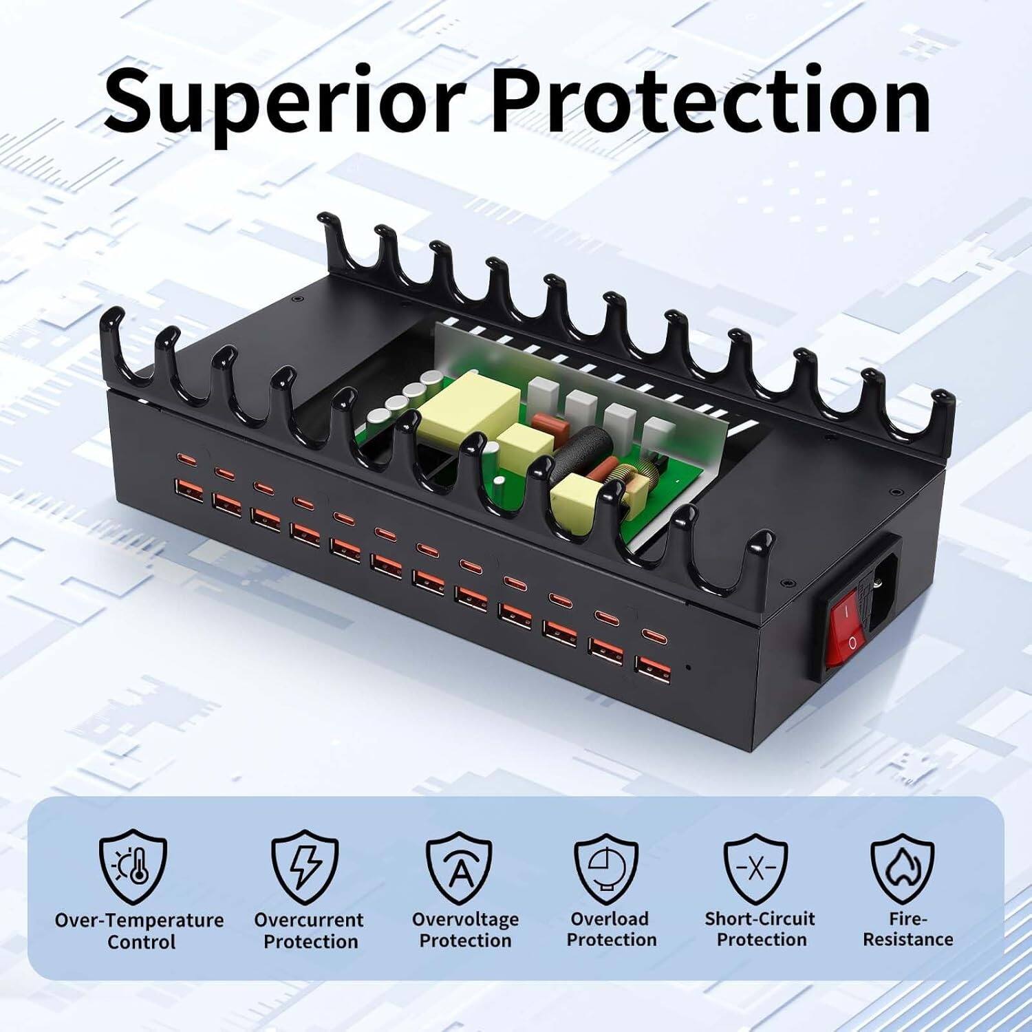 Superior Protection

O - Over-Temperature Control
A - Overcurrent Protection
X - Overvoltage Protection
- Overload Protection
- Short-Circuit Protection
- Fire-Resistance