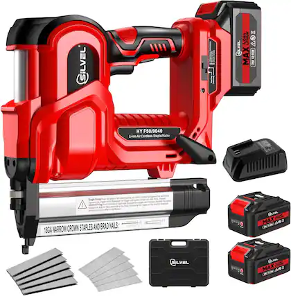 GiLVEL MAX LI-ION ALZ HY F50/9040 Li-ion Air Cordiess Staple/Nailer 18GA NARROW CROWN STAPLES AND BRAD NAILS
Single Firing Push the trigger to depress the safety contact. Release the trigger and safety contact after firing. Repeat.
Contact firing pin against the workpiece. Keep squeezing the trigger until the pin is released. Repeat.
CROWN STAPLES AND BRAD NAILS